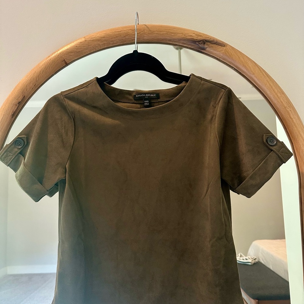 Banana Republic olive green Suede Top